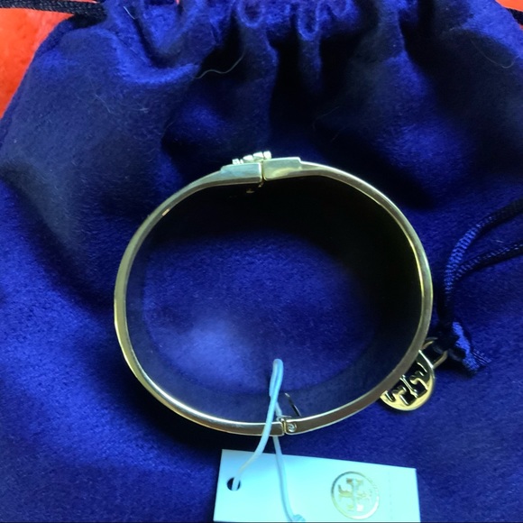 Tory Burch Logo Blue/gold Bangle Bracelet - Picture 5 of 11